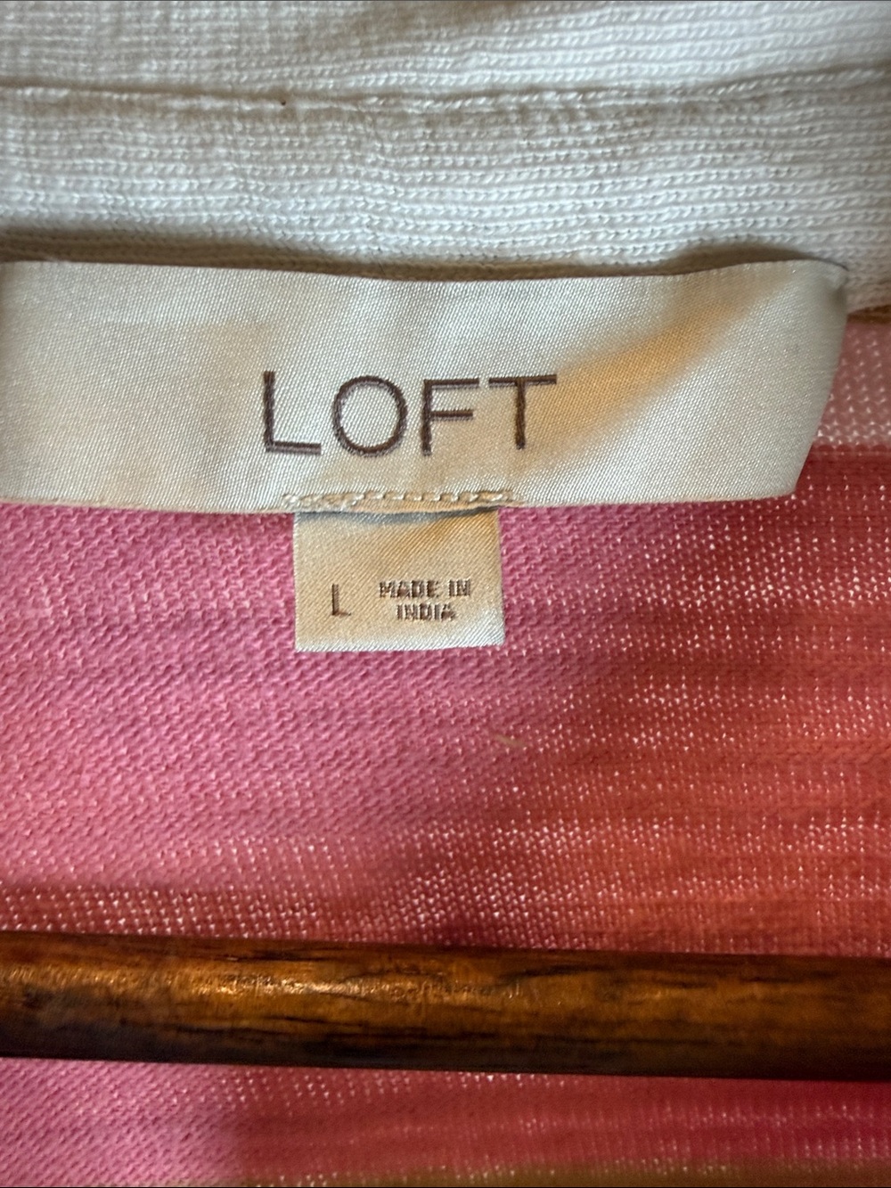 LOFT Pink and Tan Rugby Stripe Polo Top | Size L - Picture 2 of 10